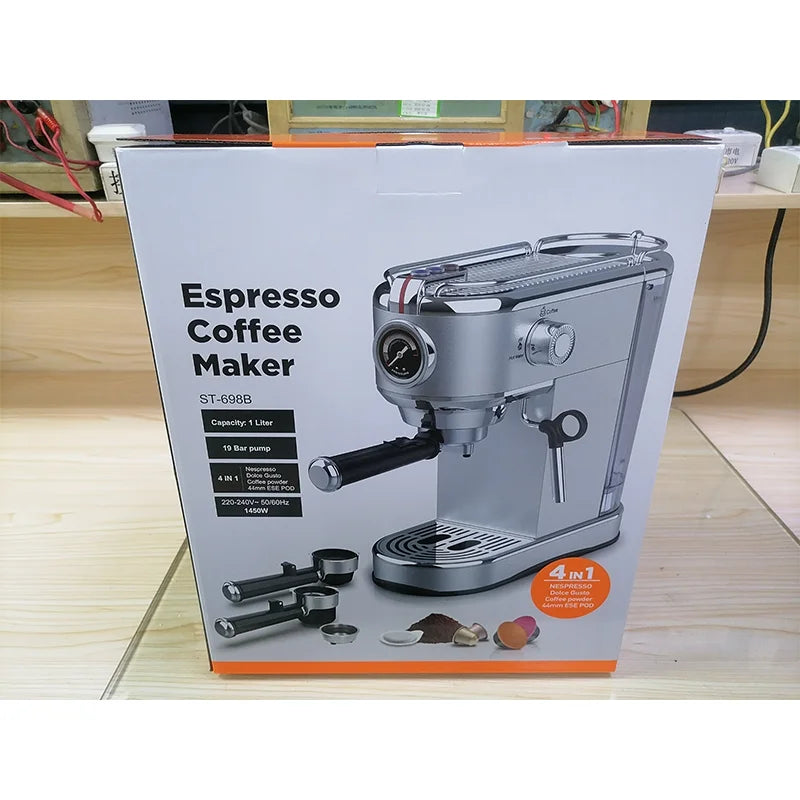 Best Sale Automatic Coffee Machine 19bar Italian Smart Coffee Maker Stainless Steel Portable Espresso Machine for Coffee Shop