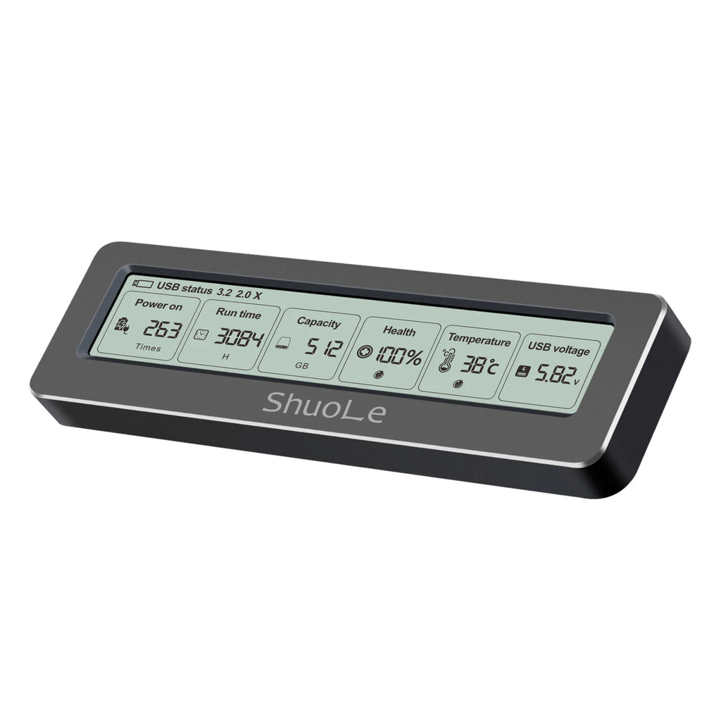 SHUOLE M.2 NVME SATA SSD Enclosure Adapter 10Gbps USB 3.2 Gen 2 to NVME PCI-E SATA M-Key Solid State Drive Enclosure with LCD