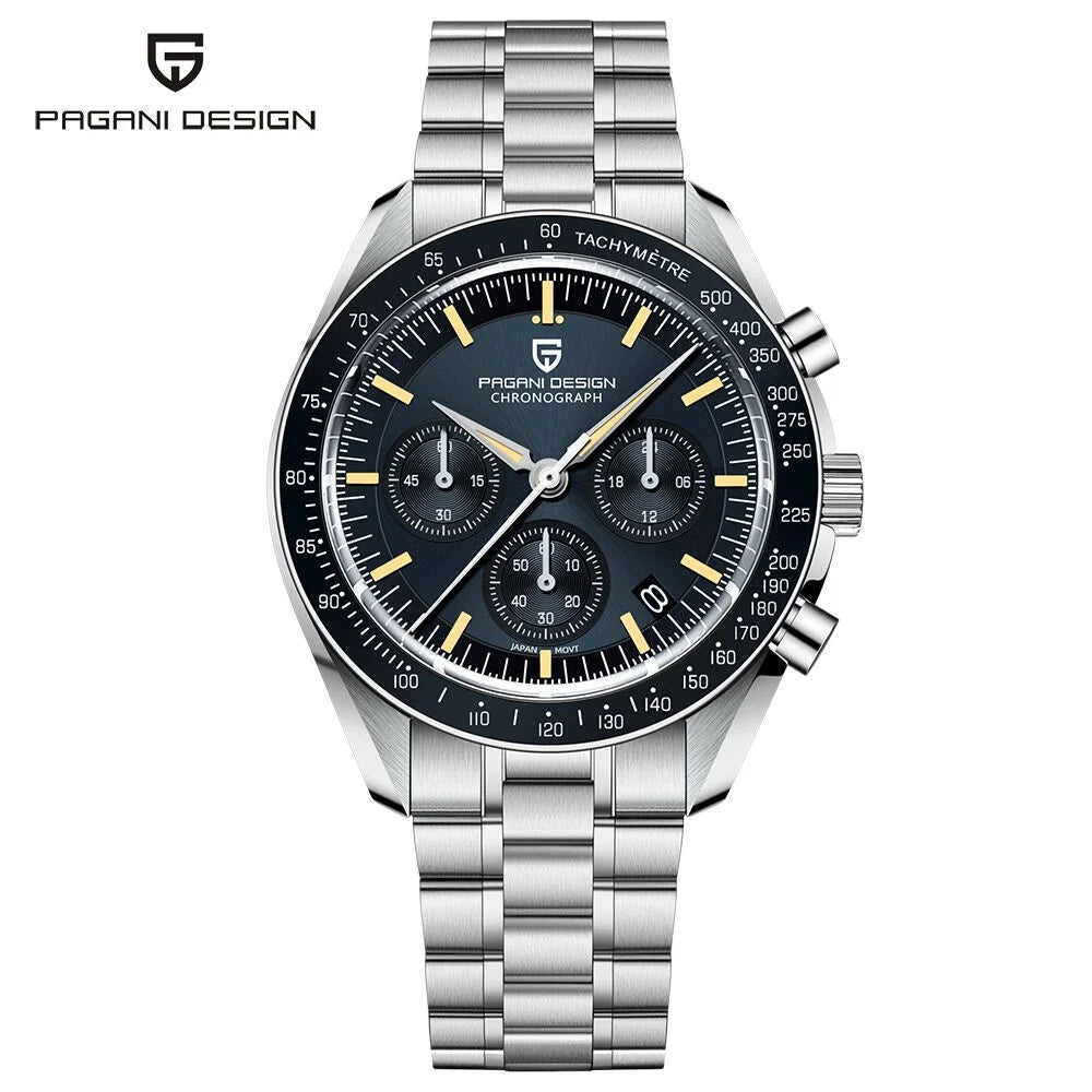 PAGANI DESIGN 2025 New Moon Men's Watches Luxury Quartz Watch Man Chronograph VK63 Men Gifts AR Sapphire Mirror Luminous Clock