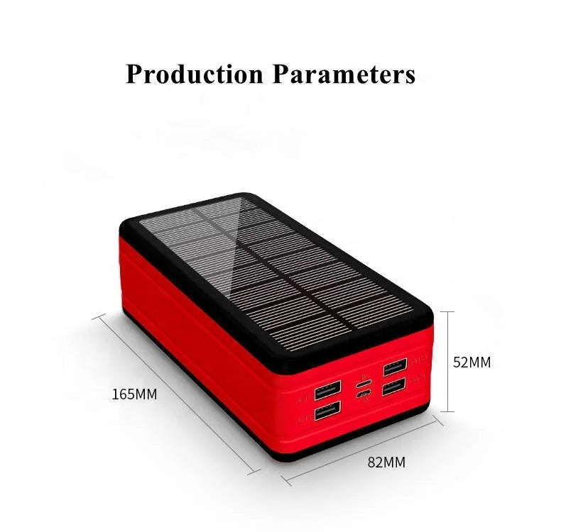 Factory ODM/OEM High Capacity Solar Power Bank 50000 Mah 2 USB Portable External Solar Powerbank With Led Light Outdoor