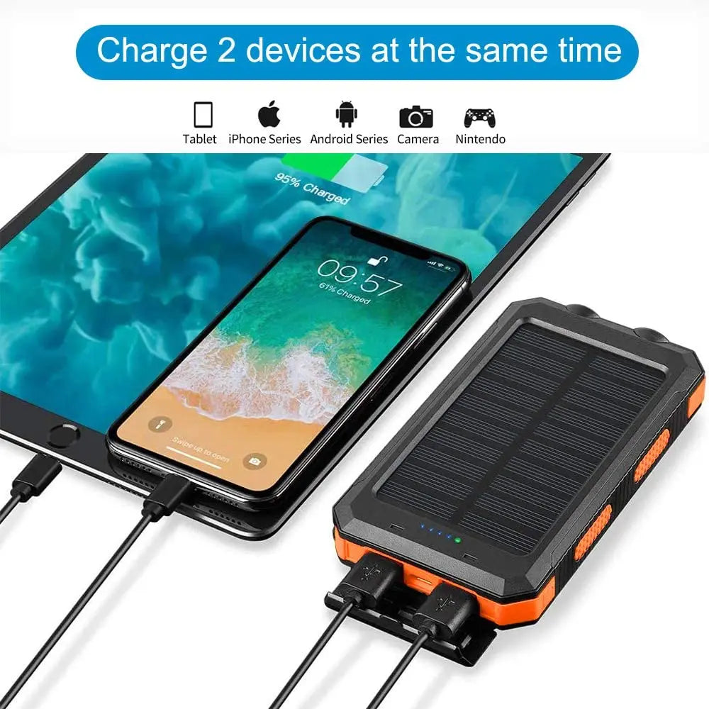 Hot Sales Portable 10000Mah 20000Mah Branded Battery Charger USB Type-C Ports Power Pack Outdoor Solar Power Bank