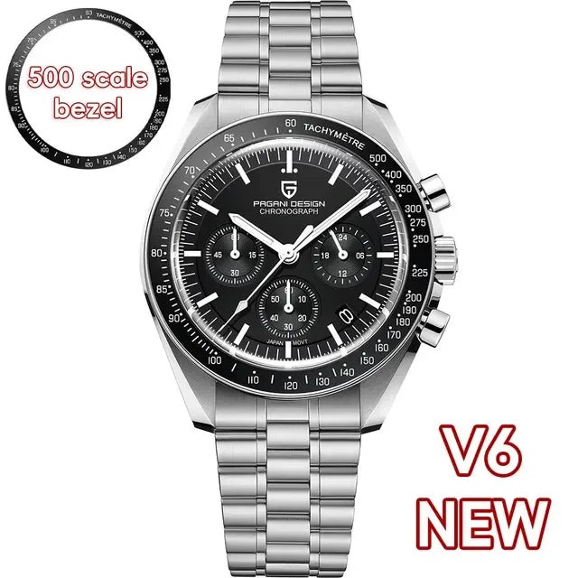 PAGANI DESIGN 2025 New Moon Men's Watches Luxury Quartz Watch Man Chronograph VK63 Men Gifts AR Sapphire Mirror Luminous Clock