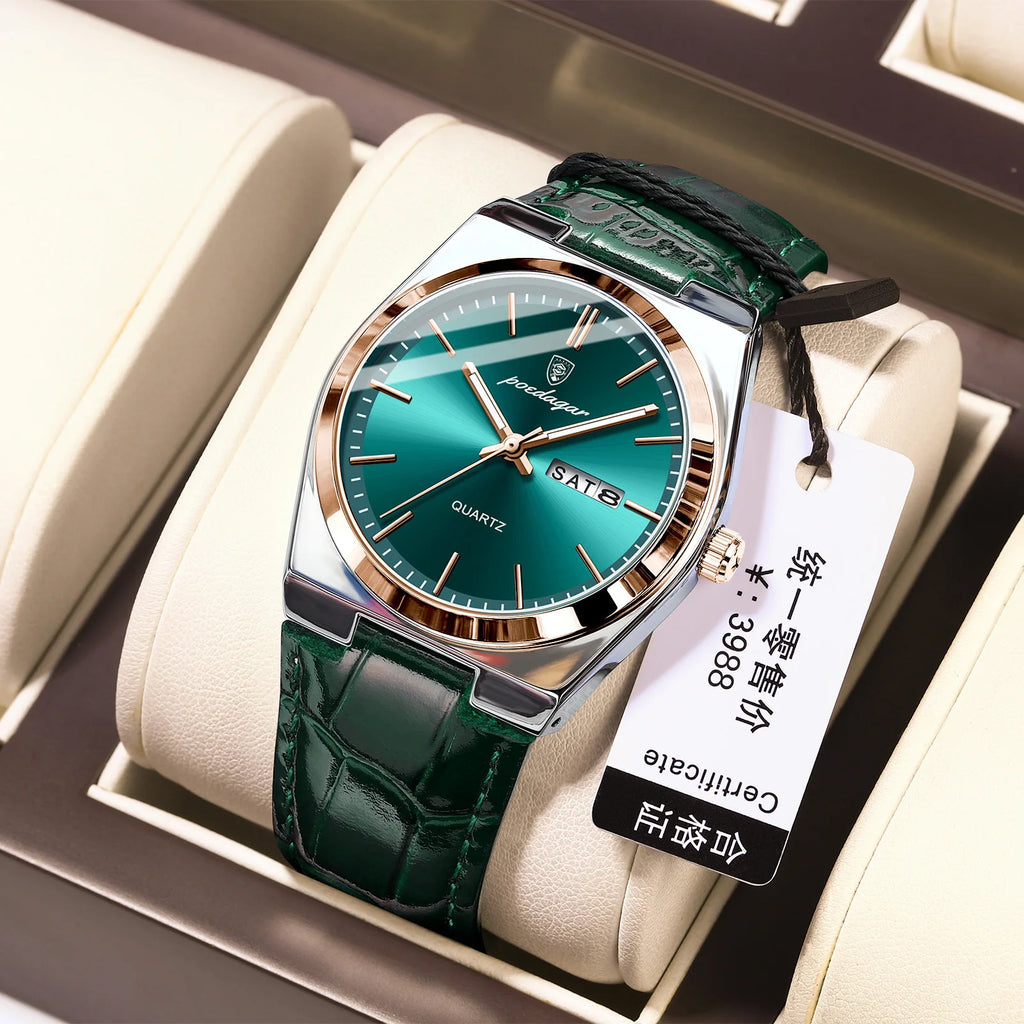 Poedagar 930 Fashion Casual Men's Watches Leather Strap Luxury Waterproof New Business Quartz Wrist Watch for Men Montre Relojes