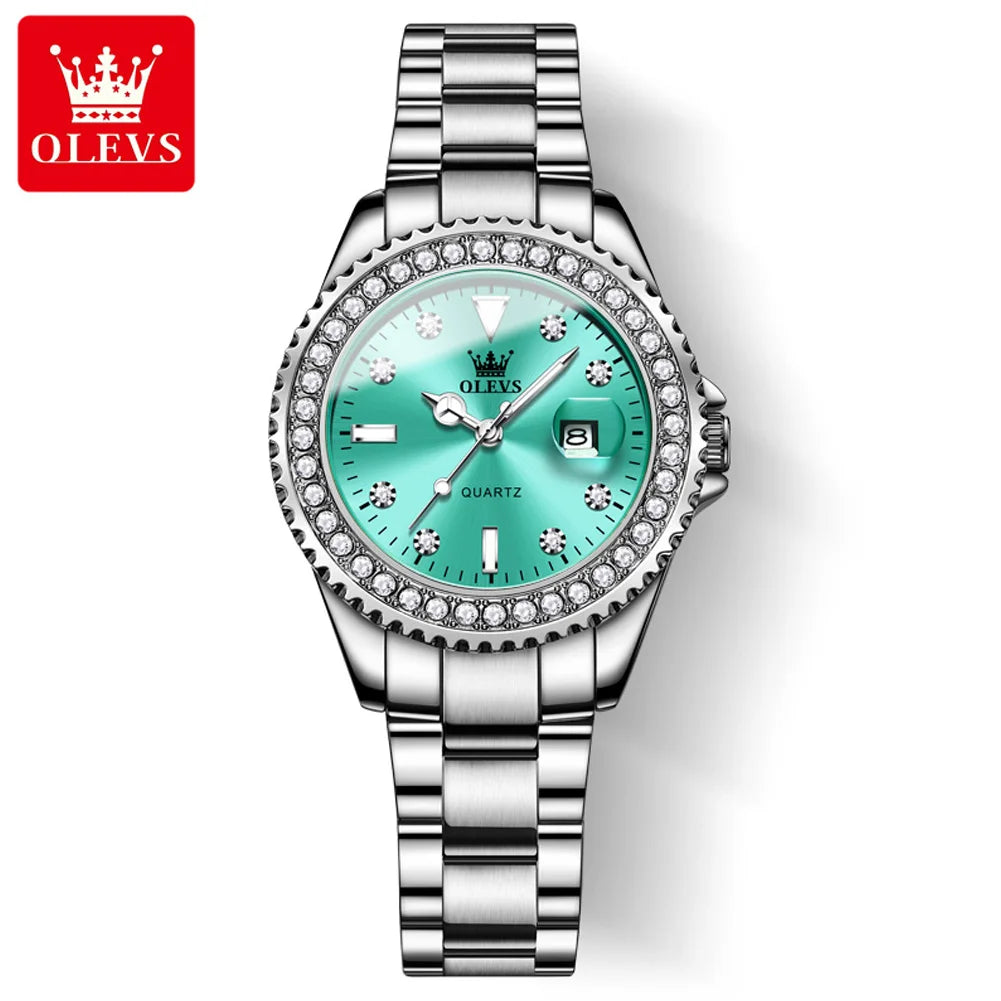 OLEVS Women's Watches Top Brand Original Quartz Ladies Waterproof Date New Arrival Luxury Diamond Wristwatch 9945