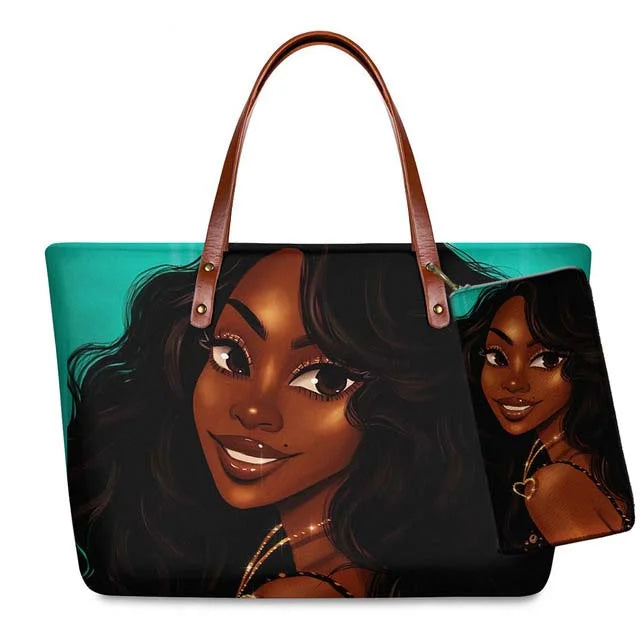 Young Ladies Handbags Black Art American African Girls Printed Popular Hand Bags Women Handbags Lady Fashion Designers Handbags