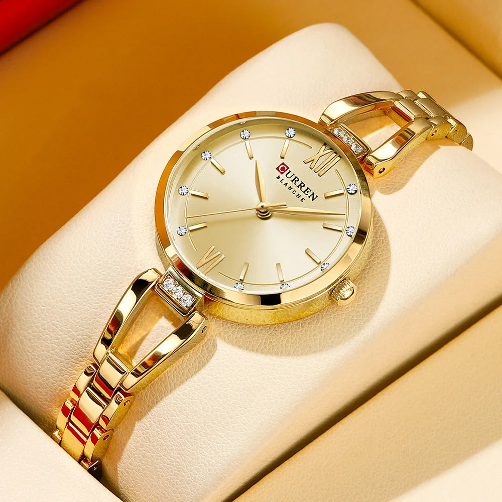 CURREN 9092 Casual Brand Women's Watches Fashion Gold Stainless Steel Waterproof Quartz Wrist Watch for Female Relogio Feminino