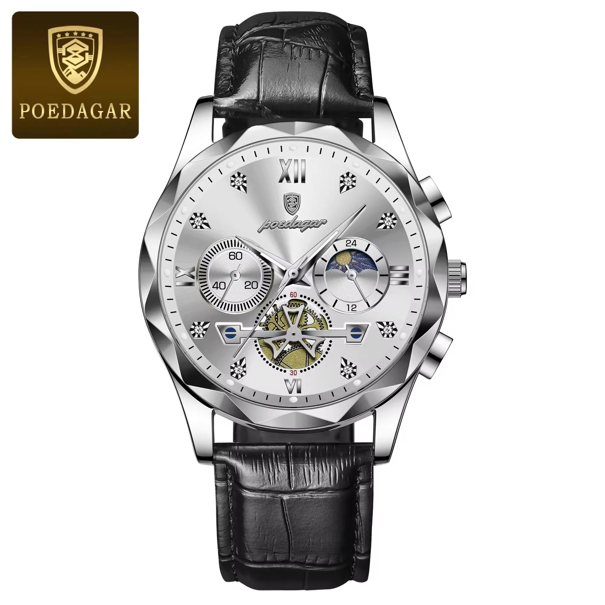 POEDAGAR 996 Luxury Business Man Wristwatch Leather Men's Watches Waterproof Luminous Male Watch for Men Quartz Clock Reloj