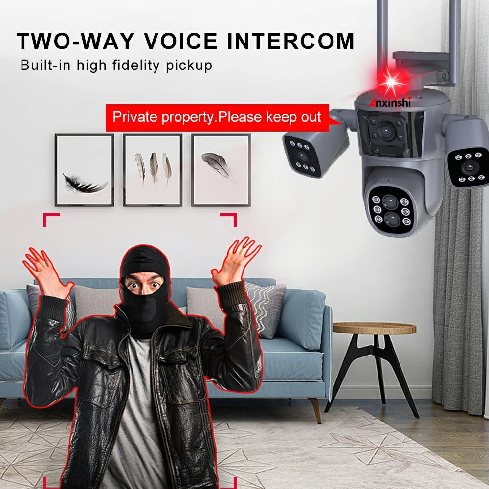 Anxinshi IPC360 Home 16MP 4 Lens 3 Screen 10x Zoom Wireless WiFi Camera  Home Security Wifi Panorama Cctv Ip Cameras 8k