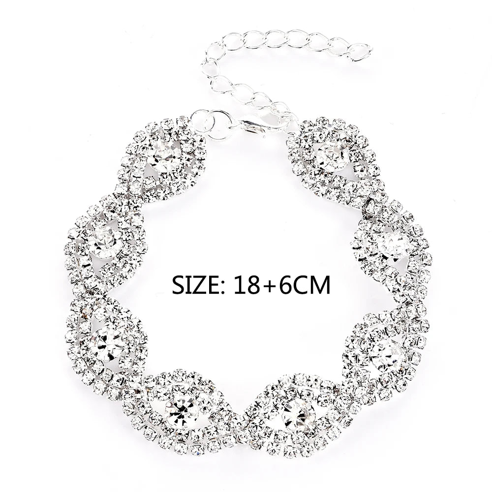 Elegant Deluxe Rhinestone Crystal Bracelet Bangle For Women Fashion Charm Bracelets Trendy Jewelry Girls Gift