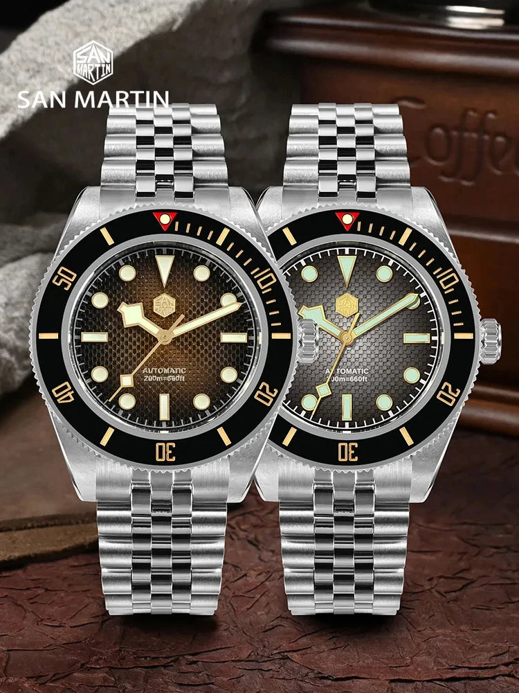 San Martin SN0128 3D Waffle Dial New 40mm Dive Watch NH35 Men's Watches Automatic Mechanical Sapphire Waterproof 200m Luminous