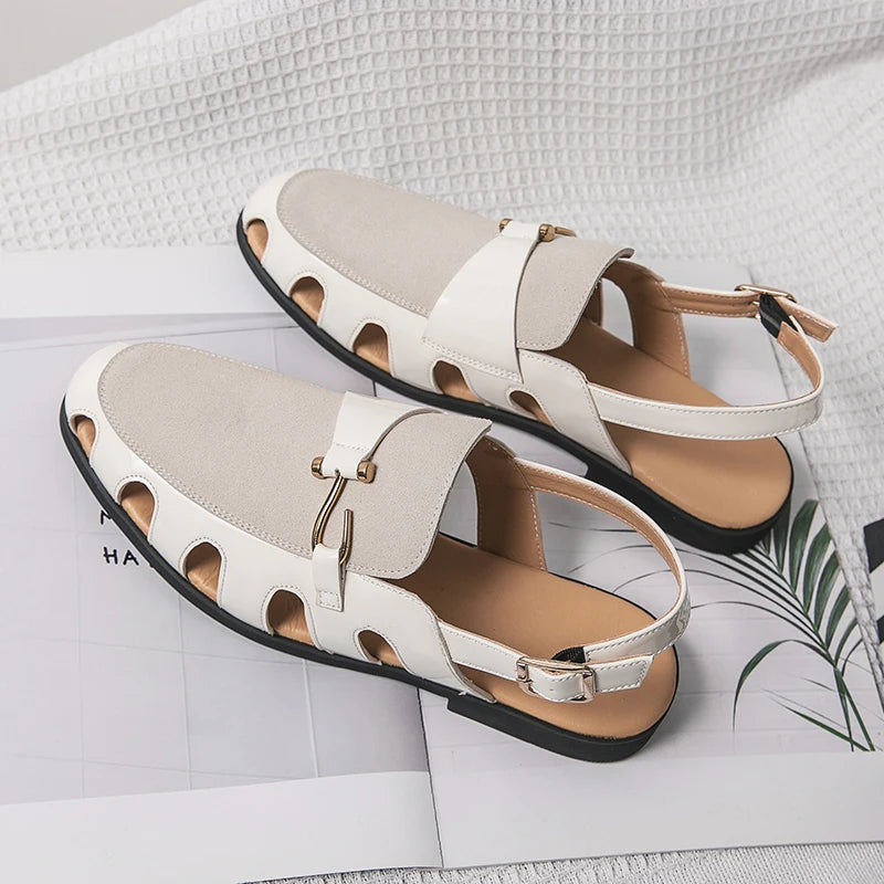 2025 New Arrivals Tassels Men's Leather Dress Shoes Soft Sole Sandals for Men Footwear Slip on Men Half Casual Shoes