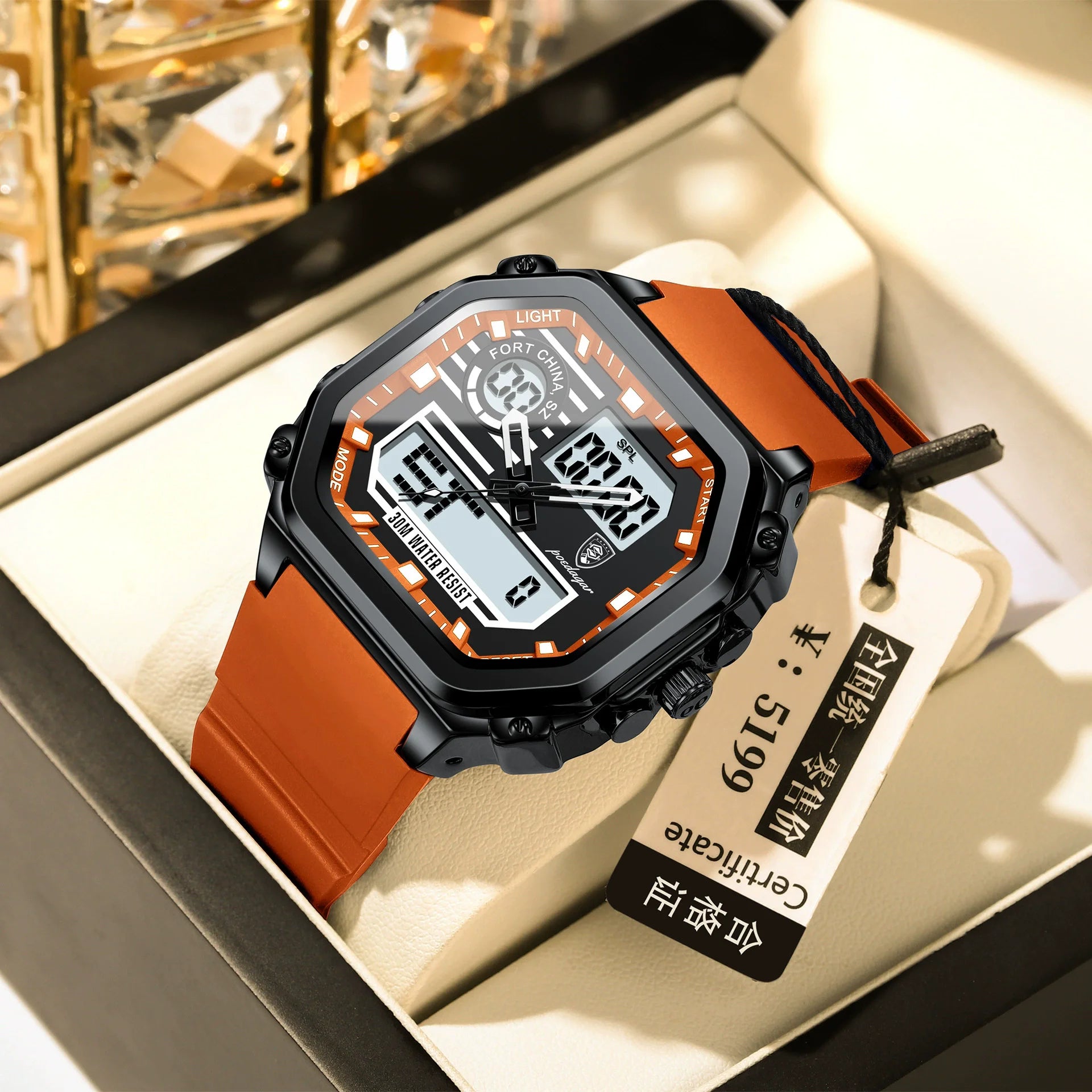 POEDAGAR 993 Sports LED Men Watch Waterproof Luminous Square Man Wristwatch Silicone Strap Electronic Quartz Men's Watches