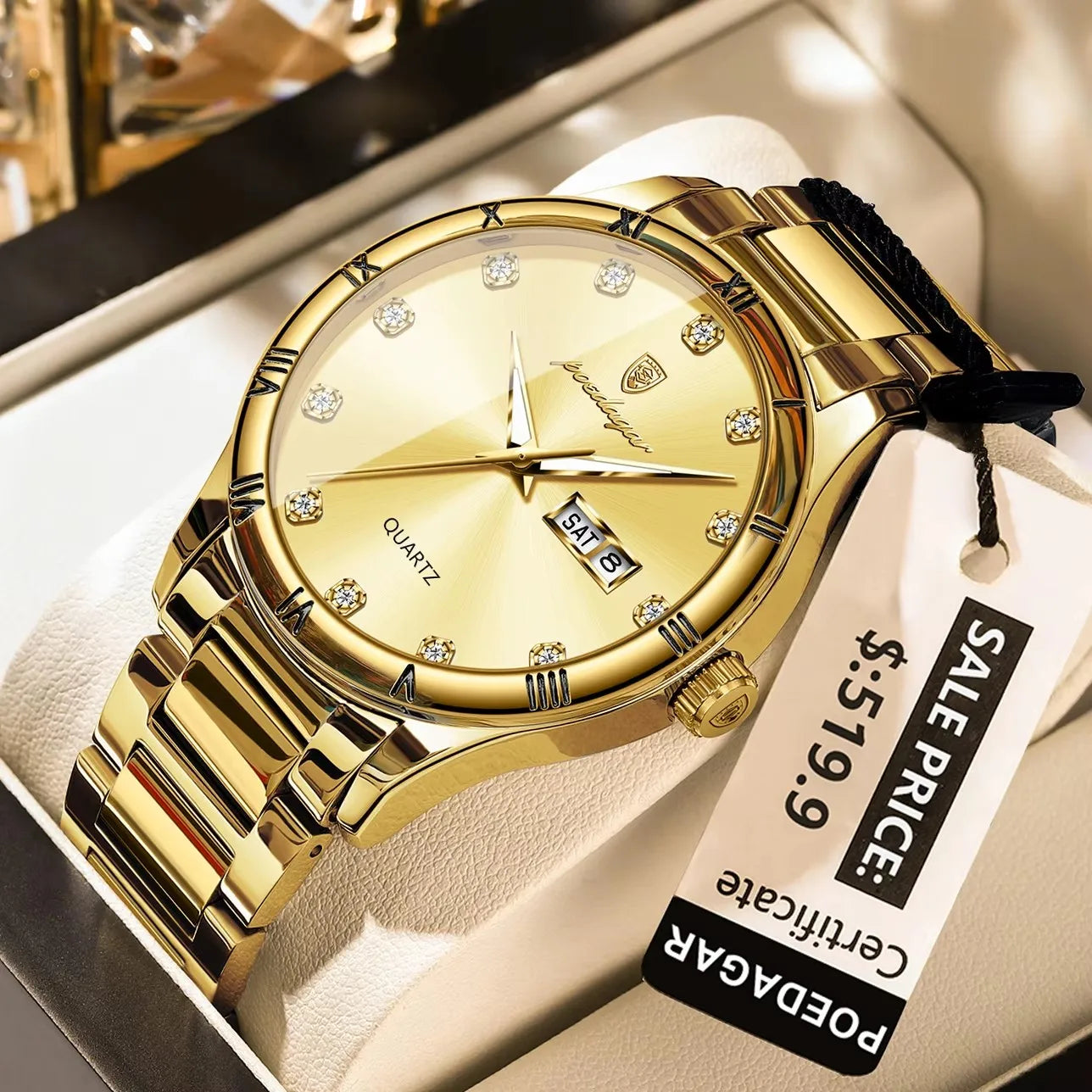 POEDAGAR 878 Luminous Hands Original Man Watch Luxury Men Wristwatch Waterproof Stainless Steel Belt Sports Quartz Men's Watches