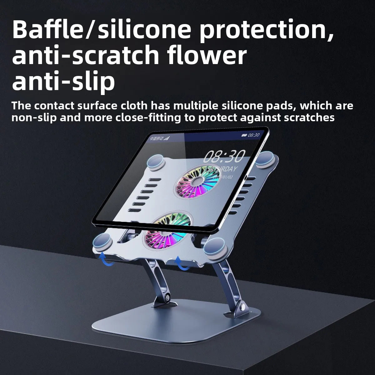 Wholesale Dual Fan Aluminum Alloy Ergonomic  Laptop Stands with Fan Adjustable Foldable Portable  Metal Tablet Cooling Stand
