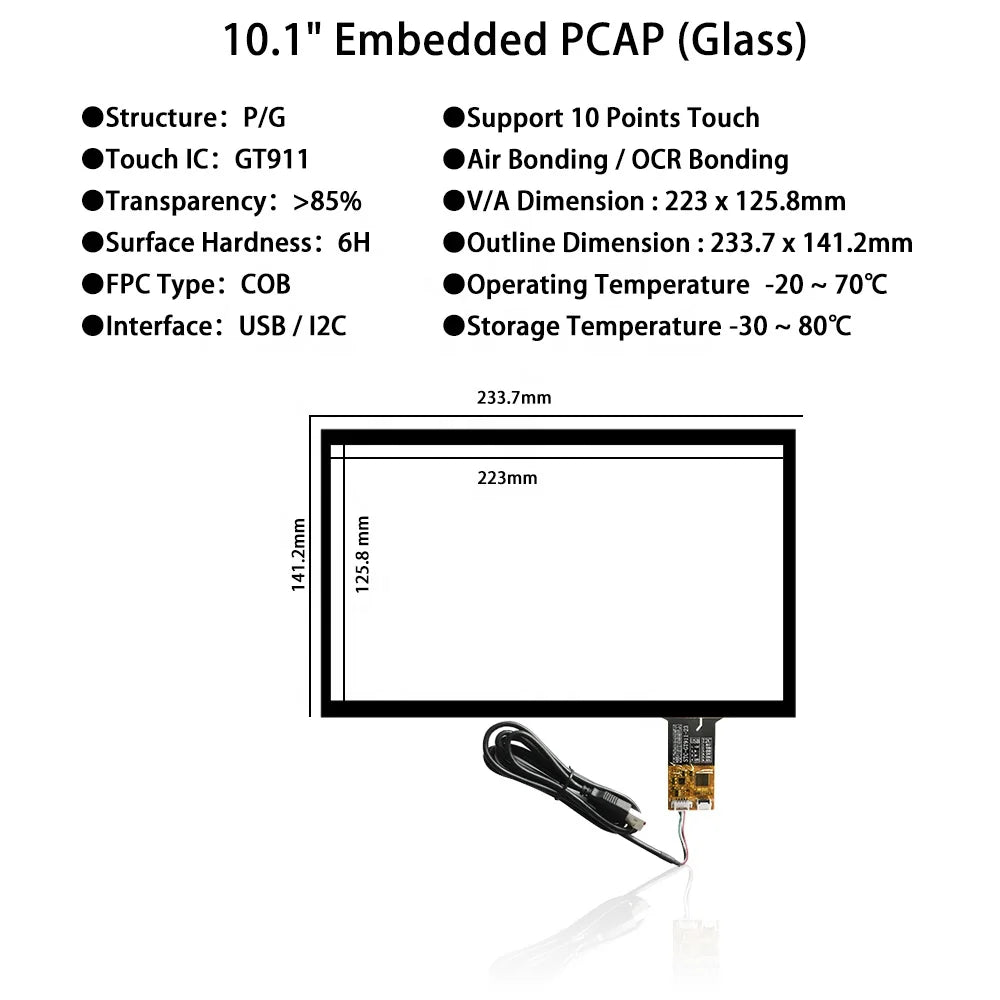 Original AUO 10.1'' 1024*600 LCD Display Smart Home Central Control Panel 10.1 Inch LCD Modules