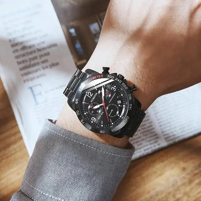OCHSTIN 6123B GQ6123B Sports Multi Functional Quartz Movement Leisure Stainless Steel Strap Chronograph Waterproof Men's Watches
