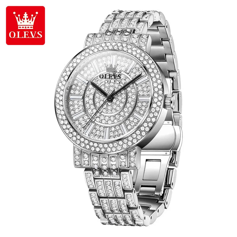 OLEVS 9904 2024 New Women's Watches Diamond Watch for Ladies Waterproof Stainless Steel Original Quartz Wristwatch
