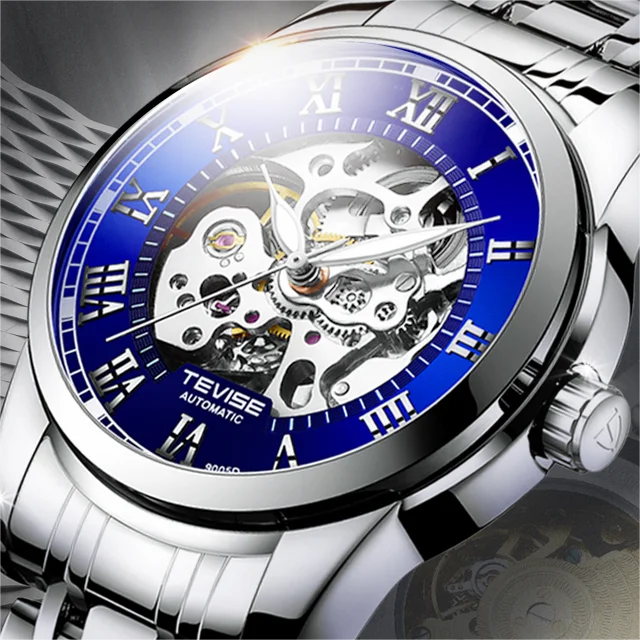 TEVISE T9005D 9005D Mechanical Luxury Charm Hollow Luminous Automatic Life Waterproof Stainless Steel Strap Men's Watches