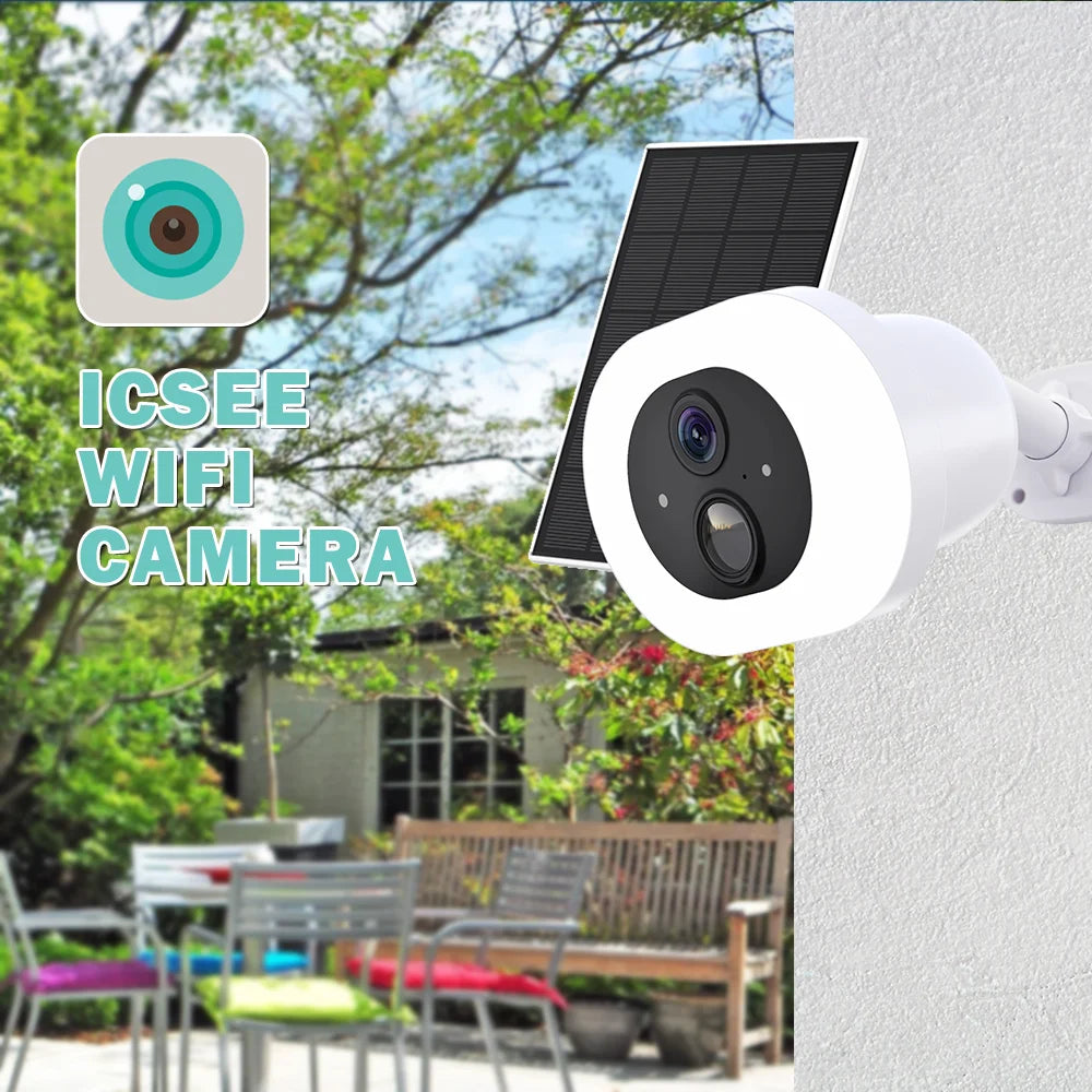 ICSEE 3MP Dome Camera Solar Courtyard Lighting Wide Angle Night Vision Low Power Outdoor WIFI Alarm Cloud Storage