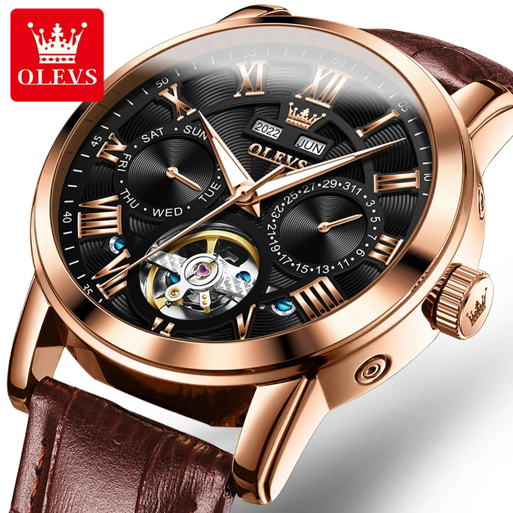 Hot OLEVS 6668 Men's Watches Original Quartz Watch Waterproof Luminous Stainless Steel Wristwatch Male Week Date Hours