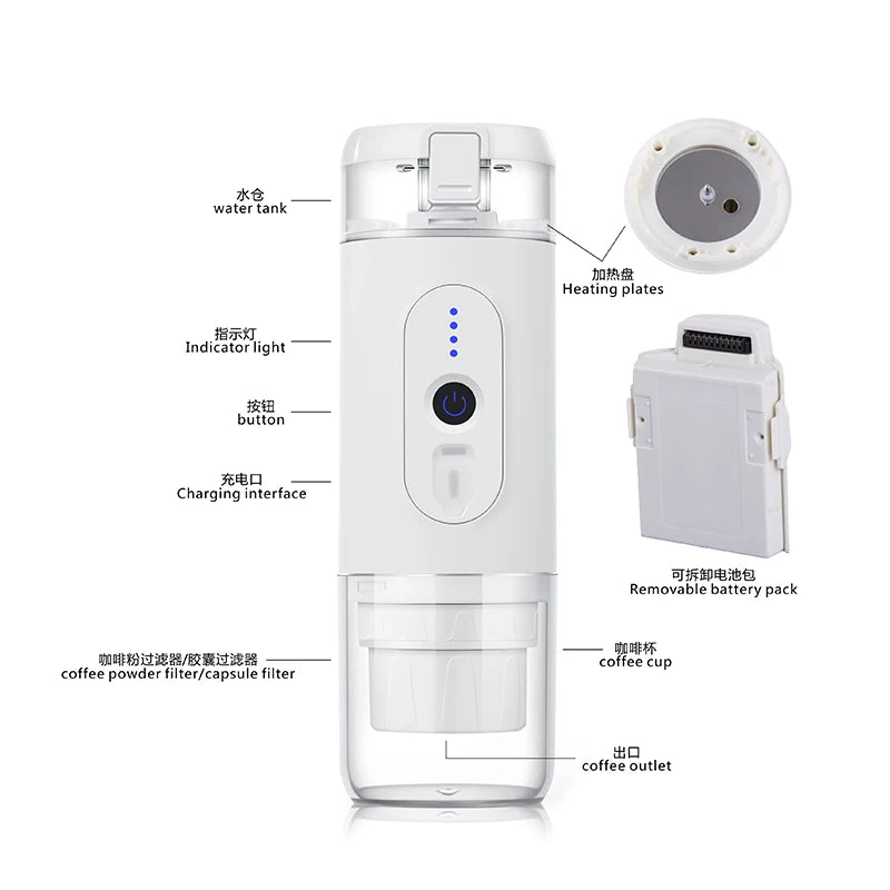 Portable Coffee Machine Smart Coffee Makers Automatic Coffee Maker Machine 12 Usb Technology Products UV Printing ABS English