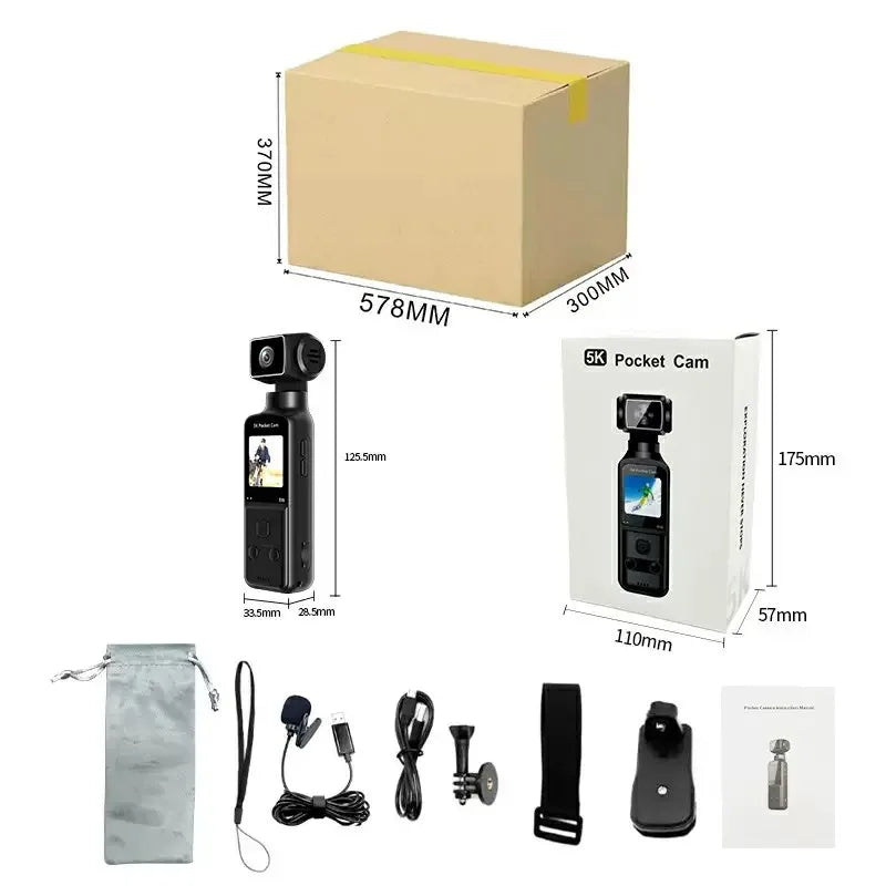 XIHE Mini 1.33" 4K EIS HD Anti-Shake 270 Rotation Waterproof Touch Screen Pocket Sports Camera with WIFI Vlog