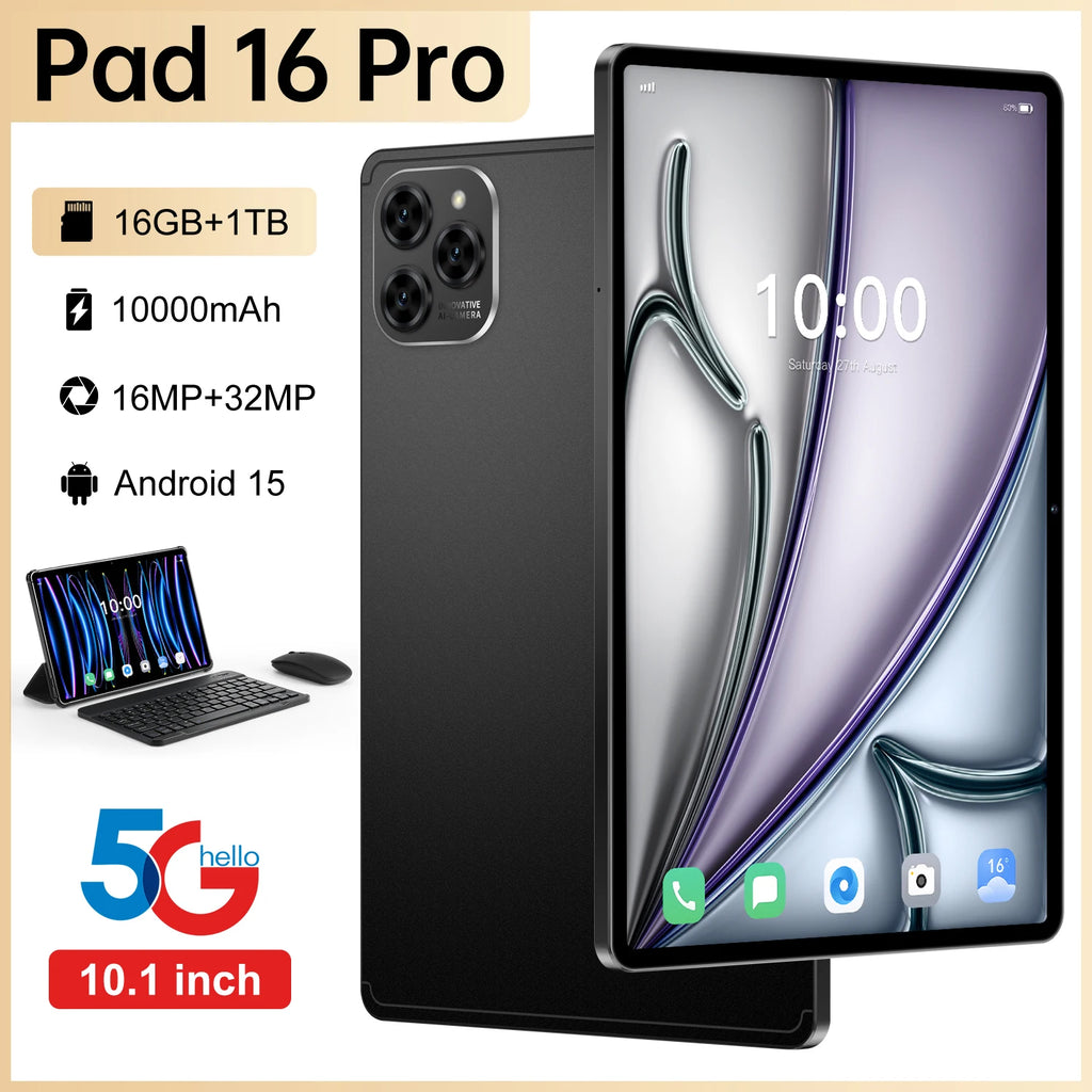 Hot-Selling 10.1" HD Octa Core Android 15 Tablet PC 16 Pro 16MP+32MP MTK 4G/5G 16GB Capacitive Screen