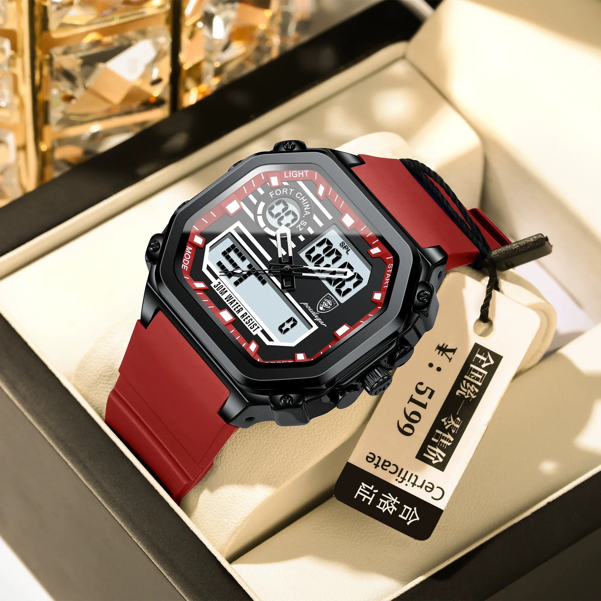 POEDAGAR 993 Sports LED Men Watch Waterproof Luminous Square Man Wristwatch Silicone Strap Electronic Quartz Men's Watches