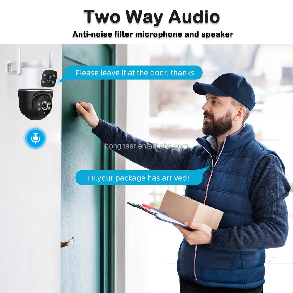Hongnaer 4MP Wireless WiFi Video Surveillance IP PTZ Camera 360 CCTV Outdoor WiFi Security Dual Lens Tuya Smart Camera