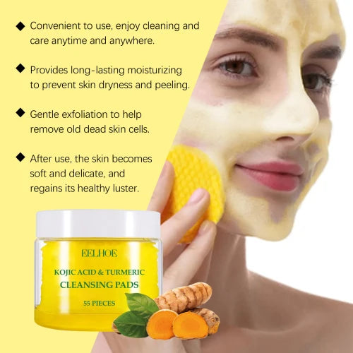 EELHOE Turmeric Gently Cleanses Face Brightens And Nourishes  Refreshing Skin Care Cleansing Pad