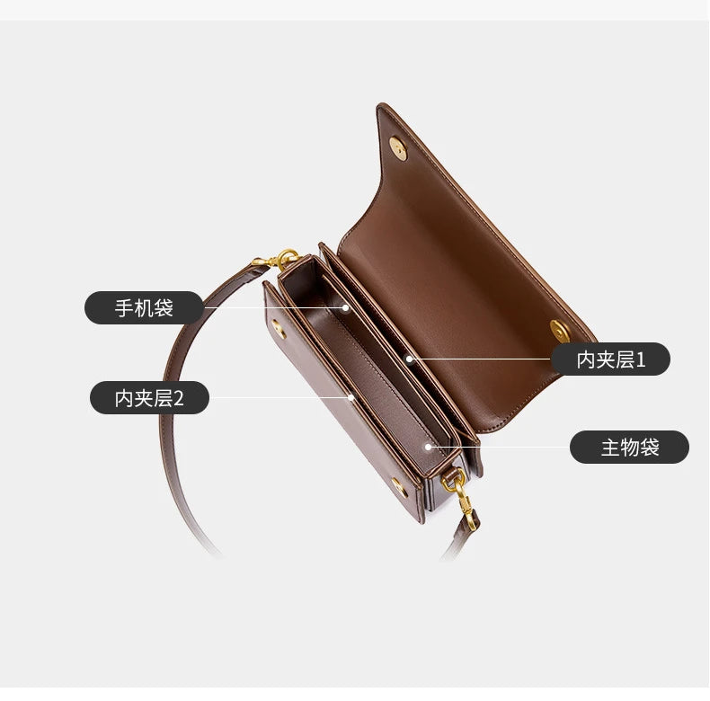 Promotional Custom Small Best Genuine Leather Woman Casual Handbag Single Shoulder Crossbody Women'S Bags for Women High Quality