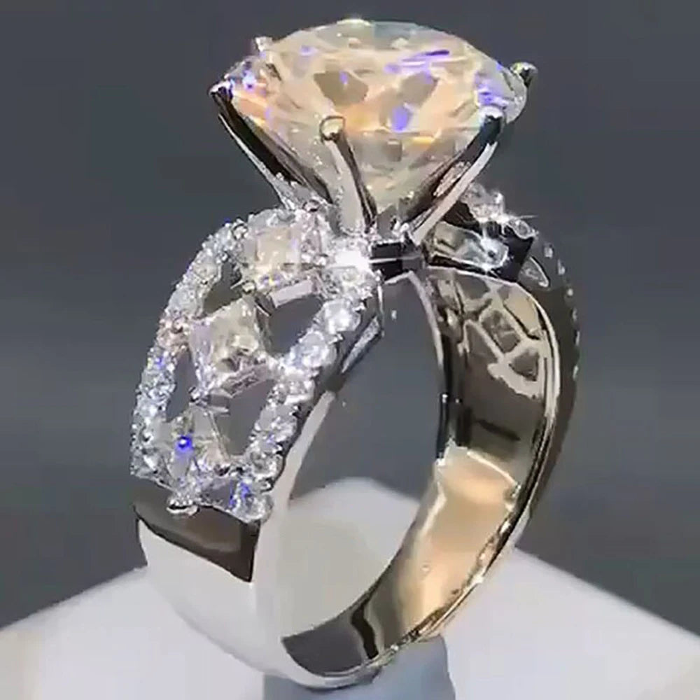 Huitan New Trendy Wedding Jewelry Women Rings Brilliant Cubic Zirconia Crystal Engagement Anniversary Ring for Female Drop Ship