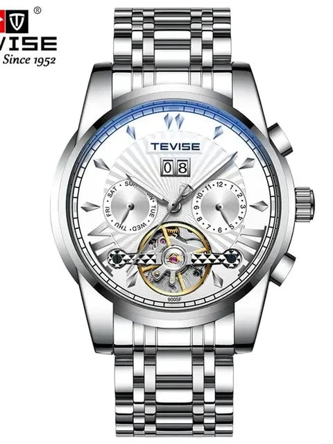 TEVISE T9005F 9005F Elegant Fashion Waterproof Stainless Steel Strap Mechanical Hollow Luminous Function Automatic Men's Watches