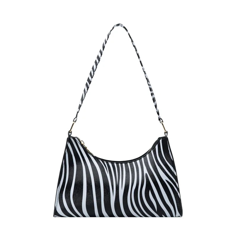 INS Stylish Animal Print PU Leather Underarm Hand Bags Cow Printing Ladies Purse Fashion Women Handbags