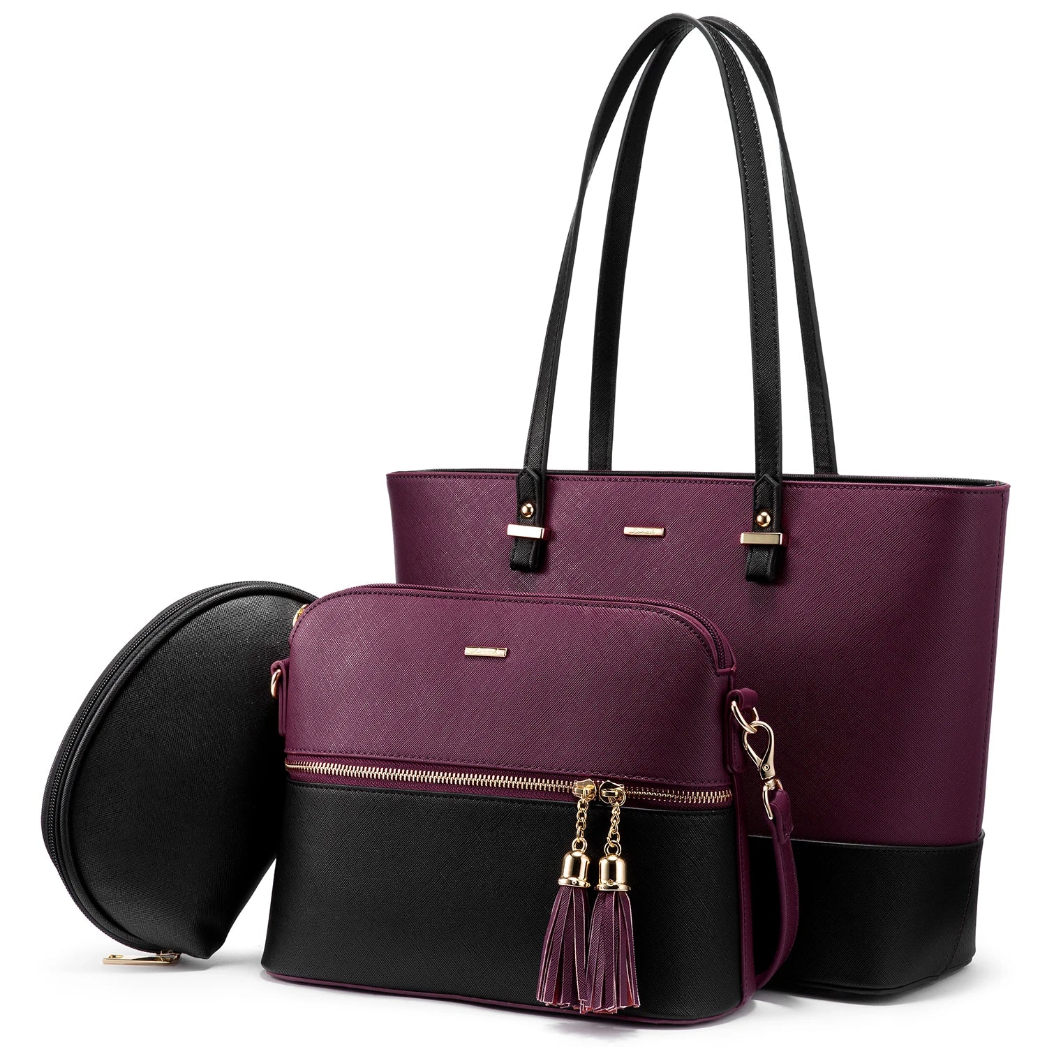 LOVEVOOK Wholesale Boutiques Luxury High Quality PU Material 3 Pieces Handbag Sets Shoulder Bag Wallet Ladies Women Handbags