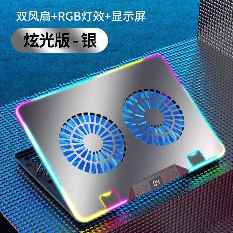 Changchangshun F36-2 Double Fans RGB Silent Air-Cooled Laptop Cooling Pad for 18'' Laptops ABS Material