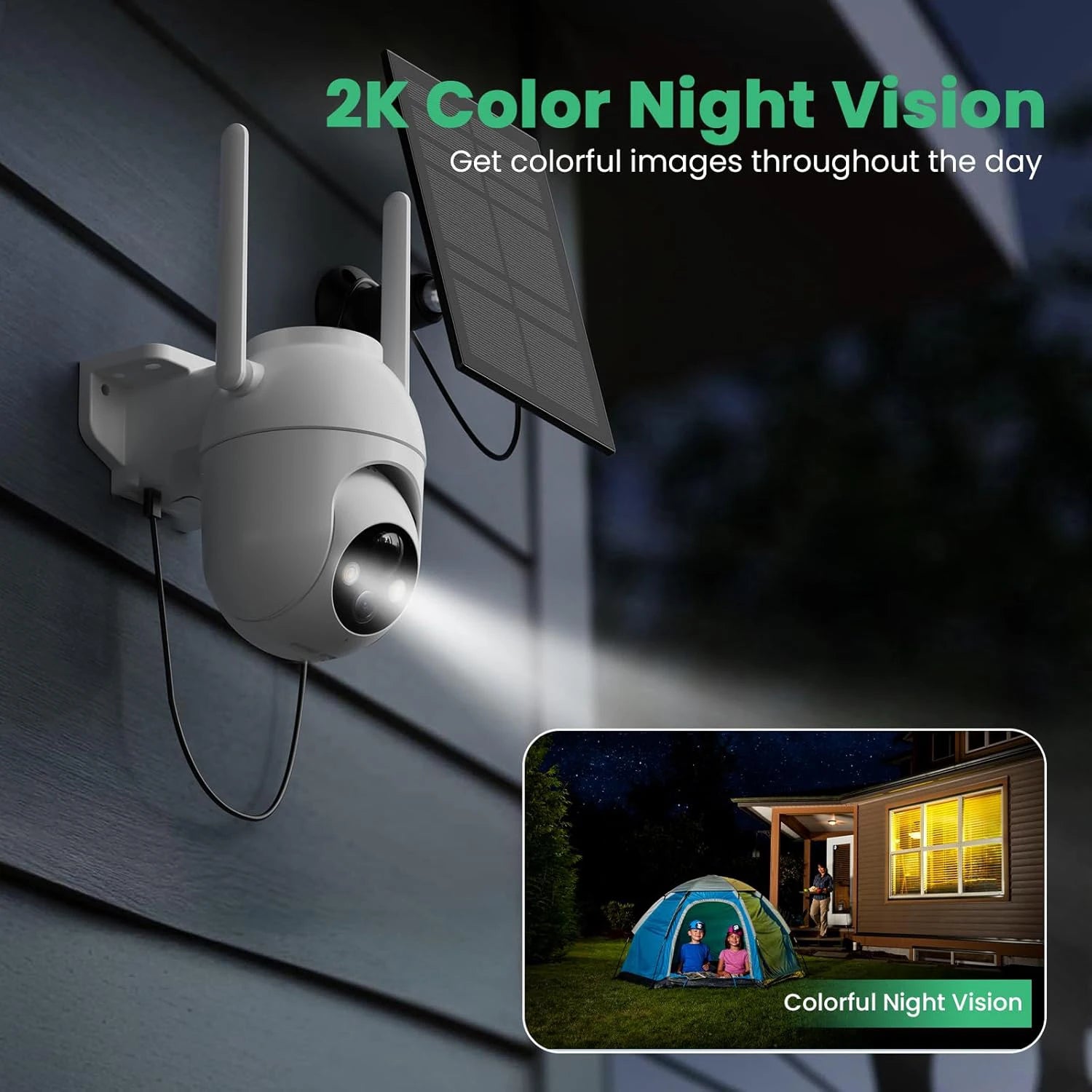 2K Outdoor CloudEdge Camera Solar Battery 360 Degree WiFi Dome Camera Wireless with Color Night Vision and Alex