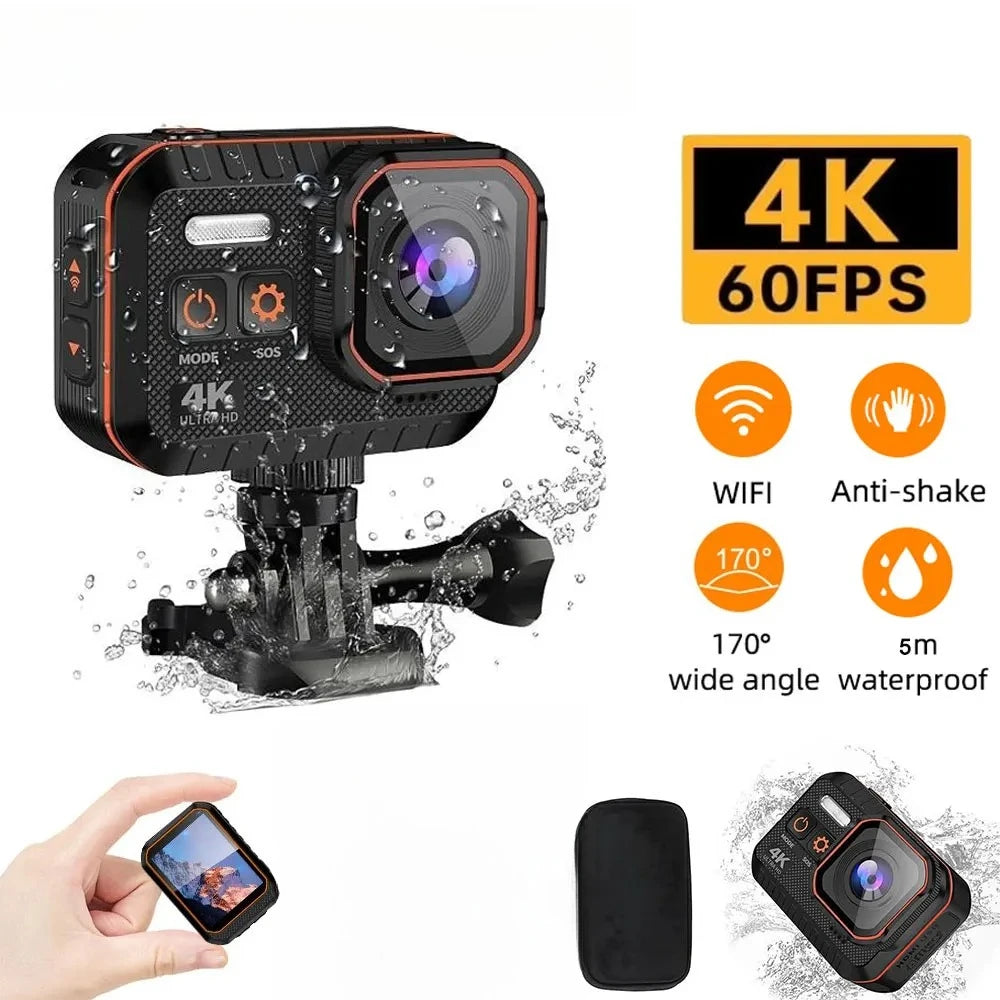 4K 60FPS Mini Action Camera 2.0" Screen Remote Control Outdoor Sport Anti Shake 170 Wide Angle Waterproof Pro Bike/Motorcycle
