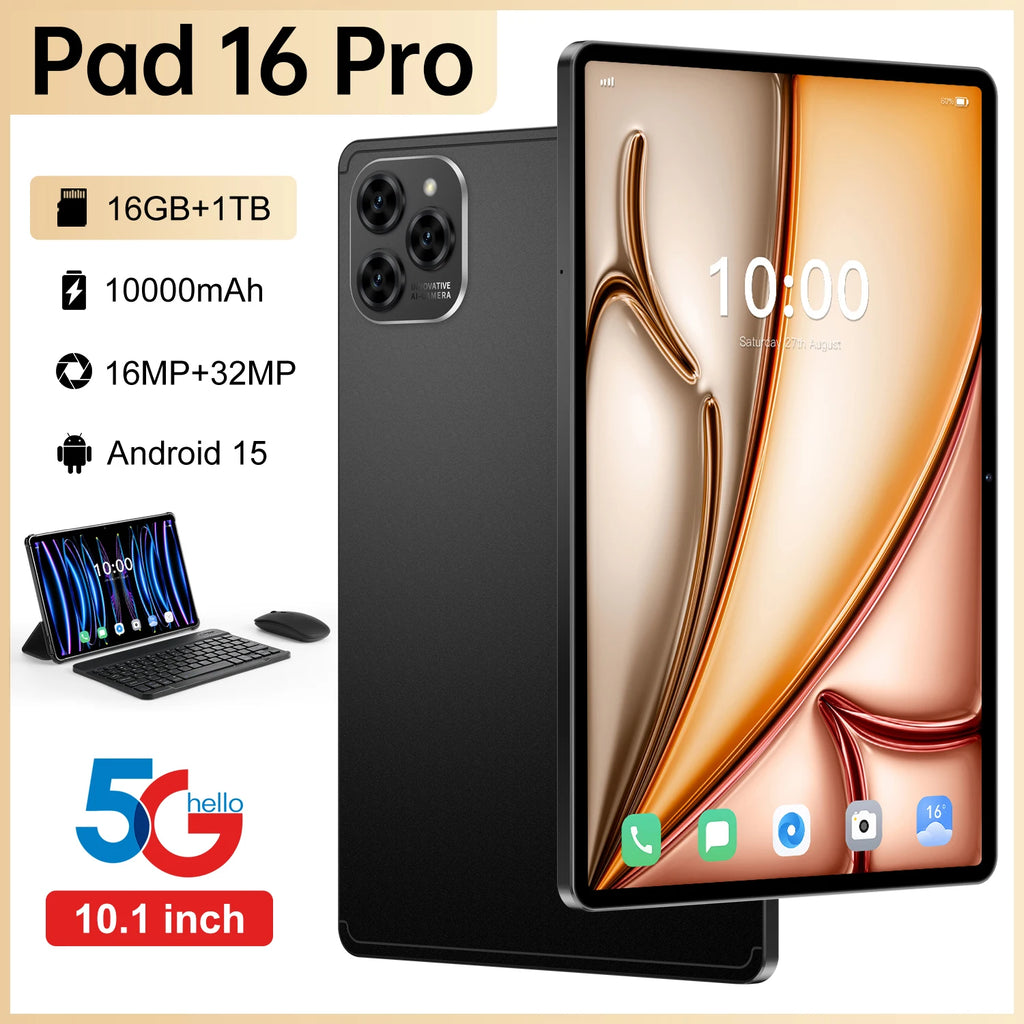 Wholesale 5GTablet Tablet for Pad 16 Pro | 10.1" 16GB+1TB Android 15 | 10000mAh Battery 5G WiFi