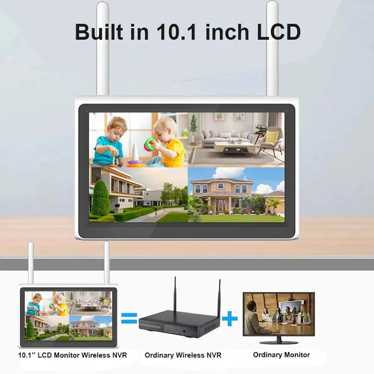 Rscamtom 4MP Solar Power Two Way Audio PTZ Camera Wifi NVR System 4CH Solar Lcd Monitor Cctv Kit Wireless Security Camera