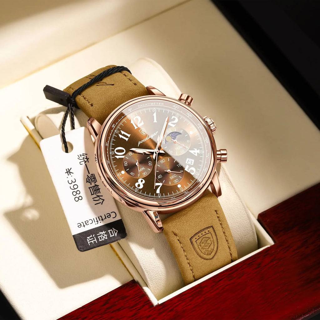 POEDAGAR Men's  Watches 808 Leather Creative Watches Men Wrist Hot Sale Luxury Creative Men Watch Movement  Montre Homme