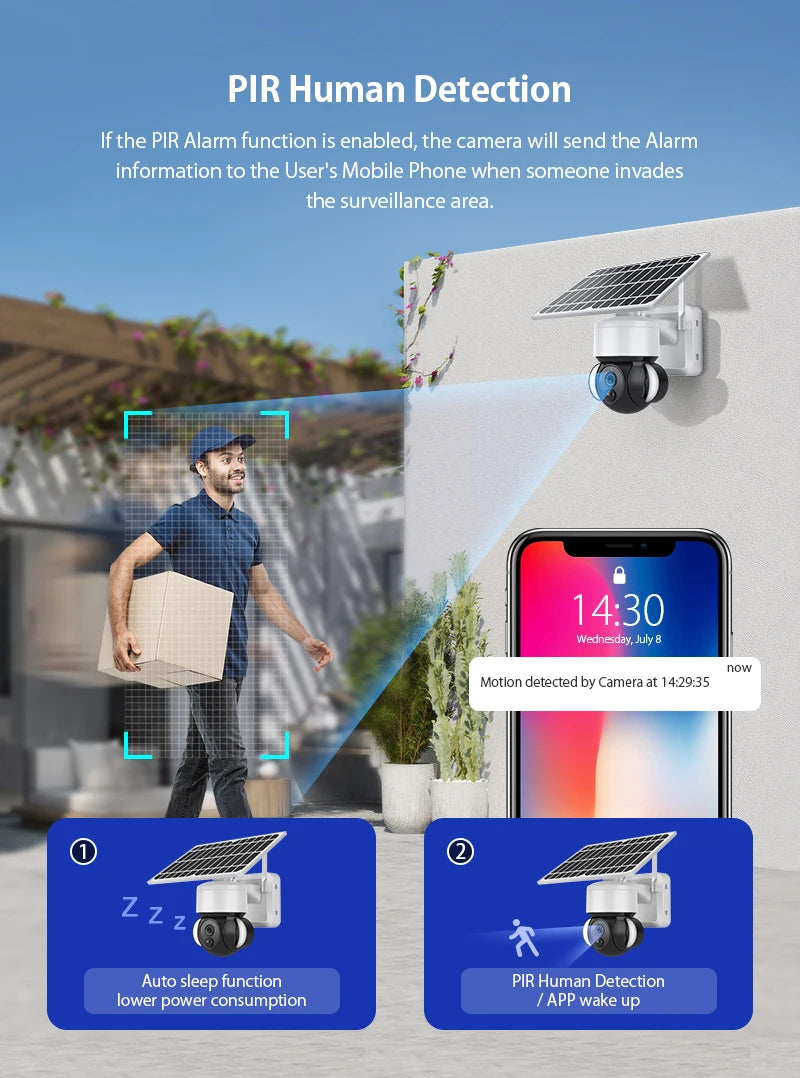 TuoAn 3MP Security Camera with Floodlight Wifi TUYA Camera Solar Outdoor Camera Outdoor PTZ Solar Powered Camera