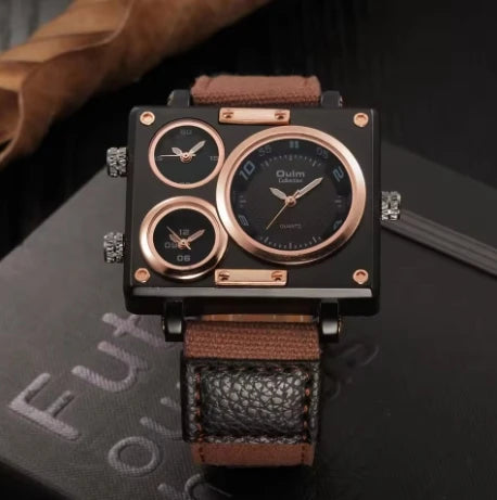 Oulm Brand 3595 Men's Watches Top Luxury Unique Designer Business Fashion Reloj Leather Strap Japan Movt Quartz Watches for Men