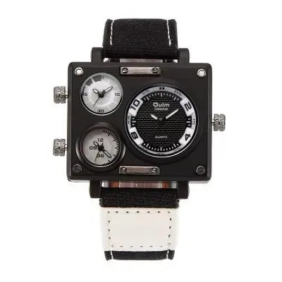 Oulm 3595 Men's Watches Top Luxury Unique Designer Watches Fashion Square Big Face 3 Time Zone Casual Quartz Watch for Men