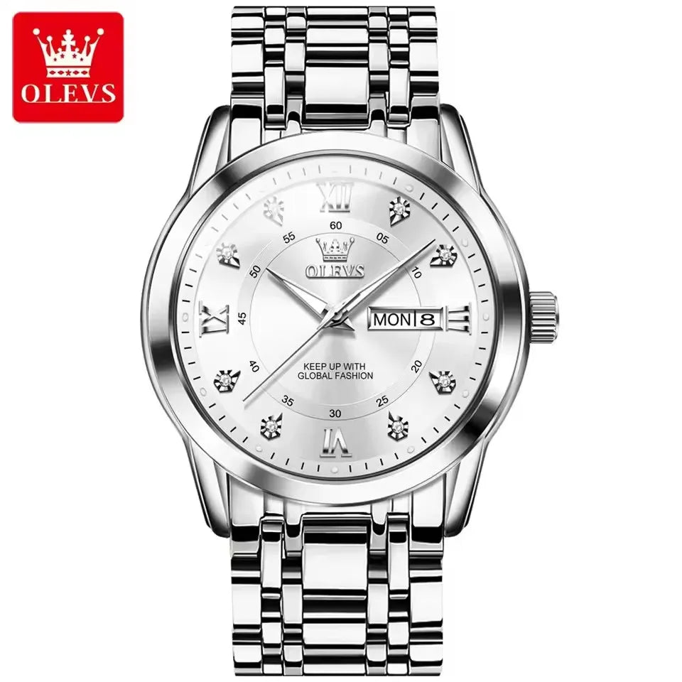 OLEVS 5513 Men's Watches Fashion Gold Hot Quartz Watch for Man Stainless Steel Waterproof Luminous Wrist Watch Date Week