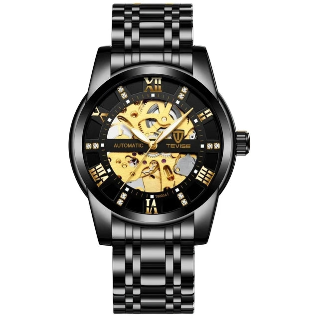 TEVISE T9005A 9005A Luminous Hands Automatic Wristwatches Waterproof Mechanical Hollow Out Stainless Steel Men's Watches for Men