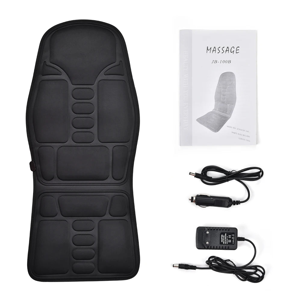 Electric Back Massager Massage Chair Cushion Heating Vibrating Car Home Office Lumbar Neck Mattress Pain Relief