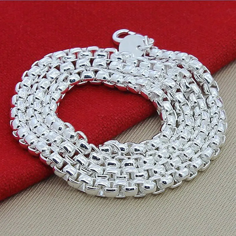 New Fashion 925 Sterling Silver Necklace 3mm Box Chain Round Necklace For Women Men Jewelry