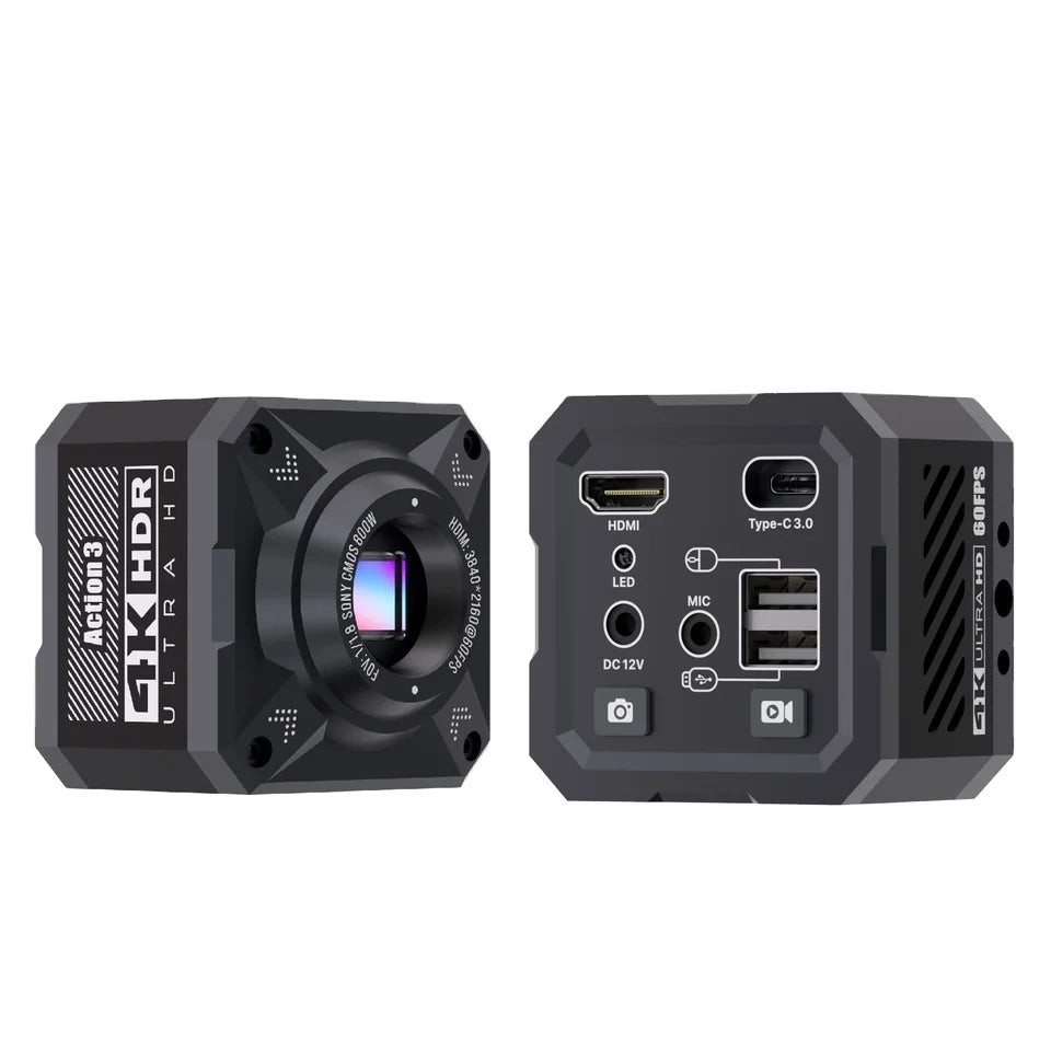 MECHANIC Action3 HD 1080P 4K 60FPS Microscope Industrial Camera HDMI/USB Output Optical Thermal Imaging Expansion IMX678 1/1.8"