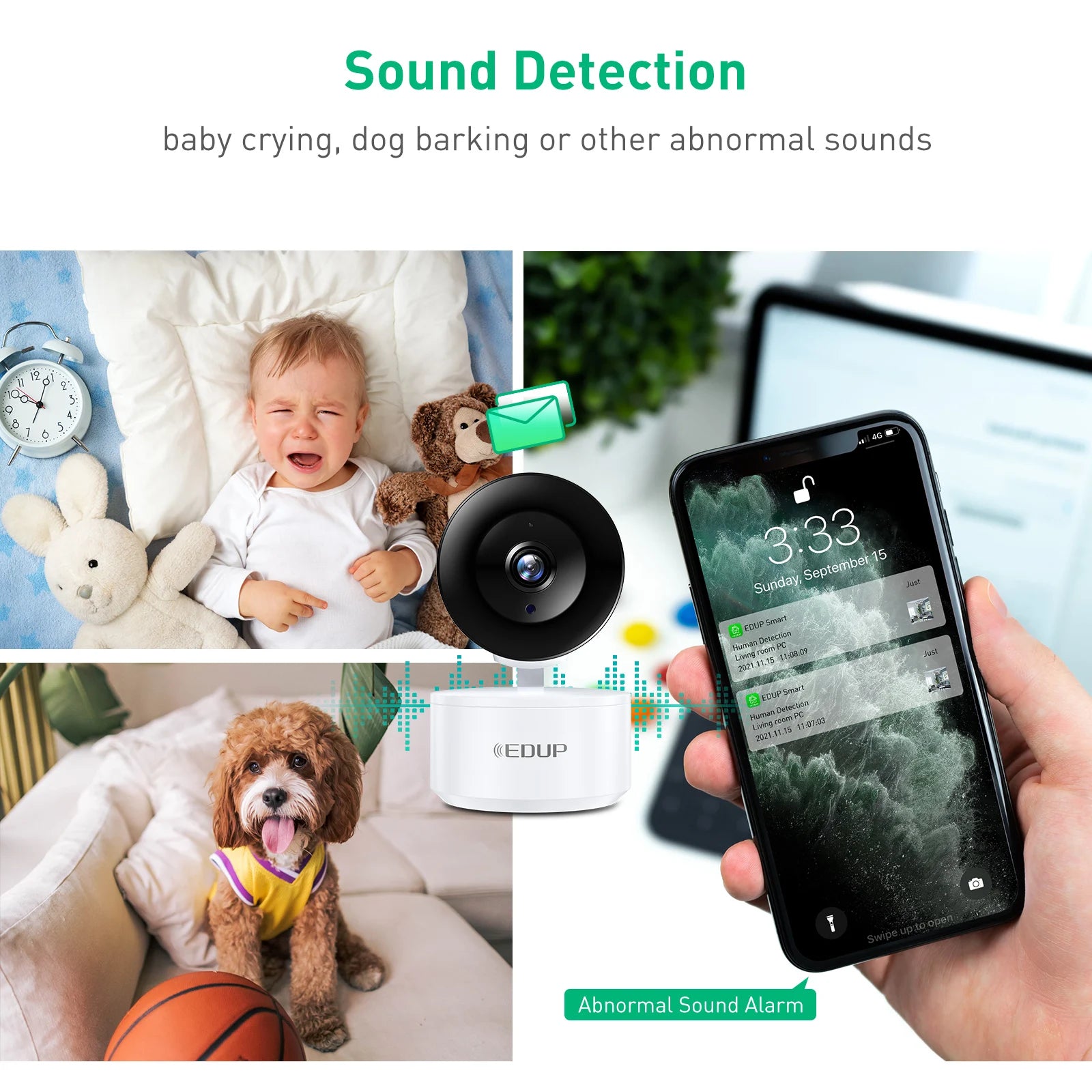 EDUP Smart Camera 2K HD WiFi Night Vision IP Camera AI Tracking Baby Security Monitor 4K Network Wifi Camera